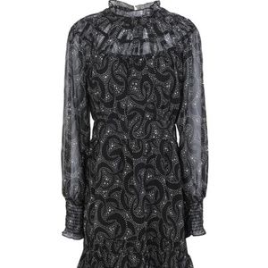 Topshop Black Yoke Long Sleeve Ruched Mini Dress